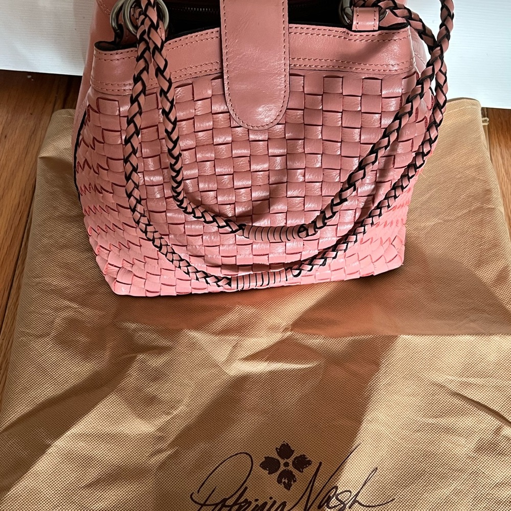 Patricia Nash Pink Leather bucket convertible bag